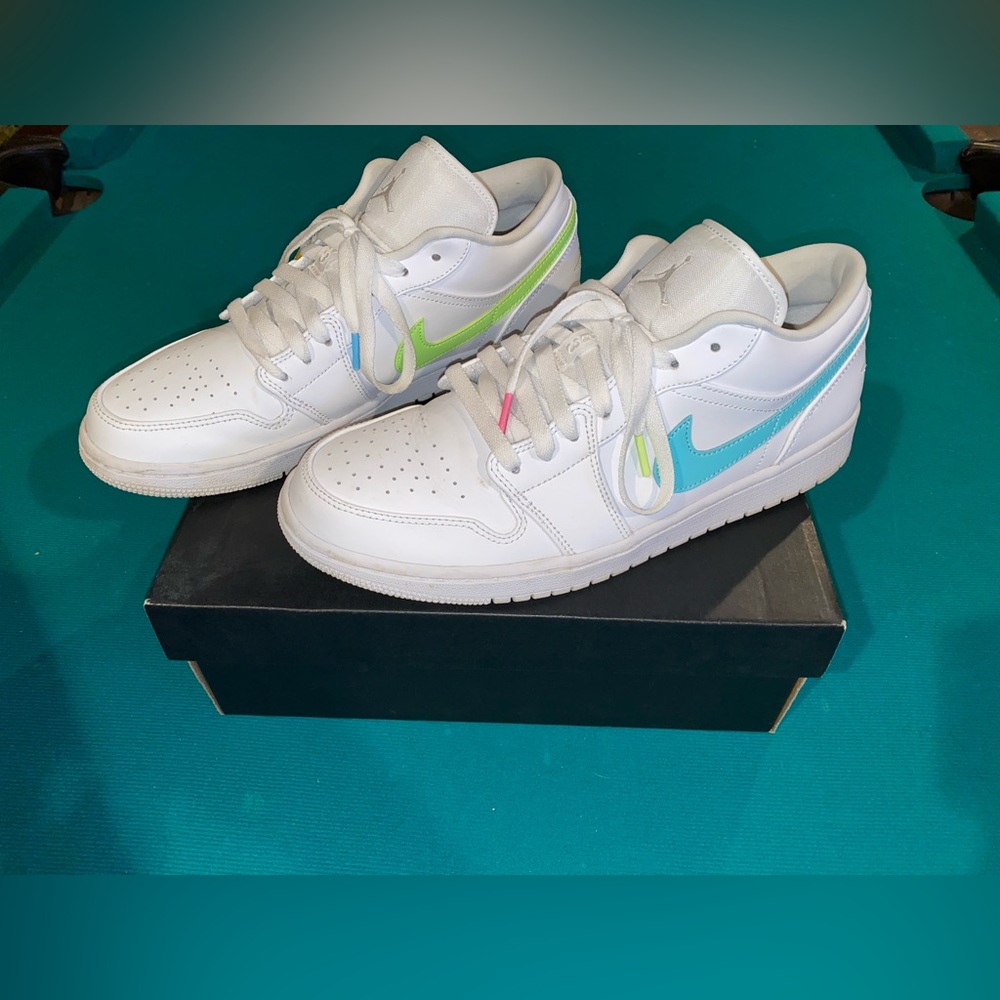 Air Jordan 1 low.   White/Multi-color
